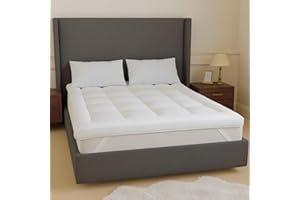 Plush Palace Microfiber Mattress Topper Kingsize Bed – Premium Quilted, 4 Inch/10cm Thick, Hypoallergenic Mattress Topper With Elastic Straps, Machine washable (150x200 cm)