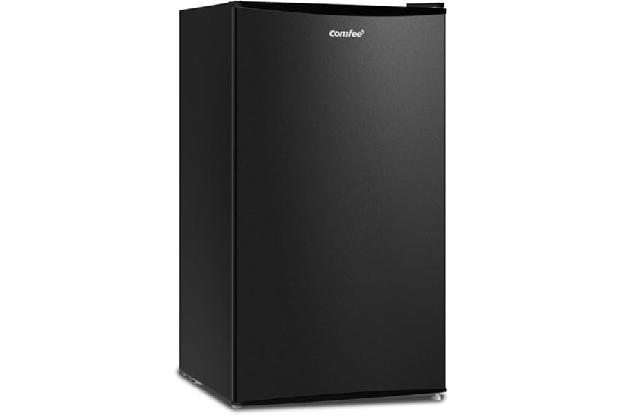 COMFEE' RCU60BL2UK(E) 60 Litre Freestanding Under Counter, 48cm Upright Freezer Adjustable Thermostat, Reversible Door, 4 Star Freezer Rating Drawer, Black