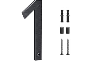 Yafimea numéro de maison exterieur noir 20 cm – En aluminium massif avec finition brossée, fixation par vis avec effet 3D flottant, résistant aux intempéries, Pour façade, mur, portail, garage (1)