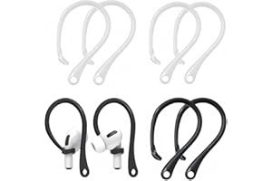 Heanvmyss Ganci per Orecchie Anti-Smarrimento,4 Paia Ganci per le Orecchie Anti-Perdita,Archetto per Auricolari Drop,Gancio Anticaduta per Corsa,Esercizi,Sportive(Nero,Bianco)