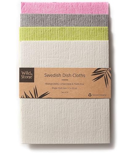 Lot De 2 Torchons En Coton Bio Wild & Stone - Gris Ardoise, Tissage Chevrons, Ultra-absorbants