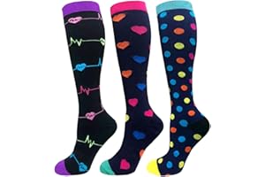 ACEXY EASE LEAP Medias de Compresión Gradual Para Mujer (15-20 mmHg ) Calcetines hasta Rodilla 3 Pares Hombre Medias Deportivas para Ejercicio Correr Enfermeras Médicos Embarazos Viajes Vuelo Aumenta la Resistencia Reduce la Fatiga Muscular