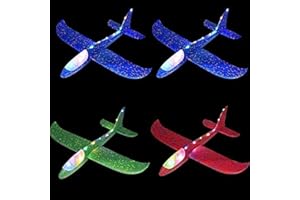 Queta Planos de Espuma 4piezas Planeadores de Lanzamiento Juguetes de Glider Aviones Modelo de Avion Lanzamiento de Mano con Luz Led Favores de Fiestas Al Aire Libre