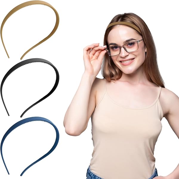 Damen-Haarbänder 3er-Pack – Mattes Stirnband Mit Clips, Brillenträgerfreundlich (Schwarz, Dunkelbraun, Hellbraun)