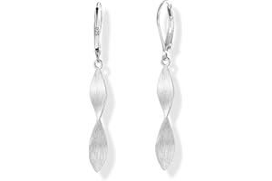 ASH'S CHOICE Silber 925 Ohrringe Hängend Hypoallergen Französische Klein Creolen mit Anhänger Doppel Gedrehter/Spirale/Blatt/Wassertropfen Lange Ohrhänger Boho Damen Frauen