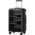 British Traveller 28" Large Suitcase Lightweight Hard Shell Luggage Durable Check in Hold Luggage with TSA Lock and 4 Spinner Wheels(28", Black)