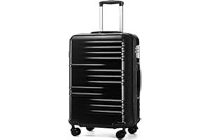 British Traveller Maleta de Cabina Maleta de Viaje Rígida Equipaje de Mano ABS+PC Ligera con Cerradura TSA (24 Pulgadas, Negro)