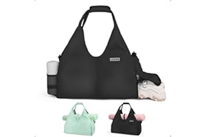 KYYLZ Sporttasche Damen Yogatasche Groß,Sporttasche Reisetasche mit Schuhfach,Wasserdicht Tragetasche für Yogamatten,Schwimmtasche Sport Gym Yoga Bag für Yogamatten & Yoga-Zubehör für Damen Schwarz