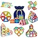 Produktbild PONCTUEL ESCARGOT Magnetische Bauklötze Set, pädagogische Bausteine Magnetspielzeug,Konstruktion Blöcke, Lernspielzeug für Kinder über 3 Jahre mit Samtsack (40 pcs)