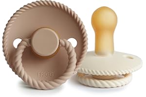 FRIGG Rope Schnuller 2 Packung | Latex Schnuller | BPA-Frei | Hergestellt in Dänemark | Symmetrischer Sauger in Kirschform (Cream/Croissant, Größe 2 (6-18 Monate))
