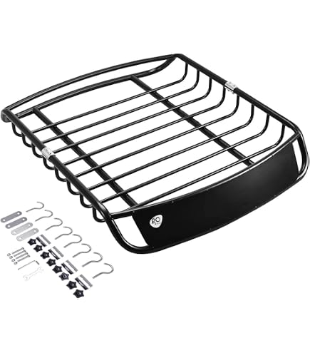 RELAX4LIFE Panier De Toit Voiture 110kg - 120x98x16,5cm, Acier, Noir, Pour Barres De Toit