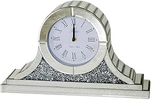 Sassy Home Napoleon Mirrored Crushed Diamante Jewel Crystal Arched Mantle Modern Glitz Clock