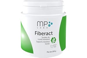 MP Labo Fiberact Pot de 100 g - Soutien du Transit Intestinal pour Chien et Chat - Poudre de Téguments de Psyllium Blond