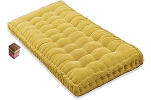 ILIEMAO Matelas de Sol capitonné ou Coussin pour Banc de Jardin 1/2/3 Places, Banquette et Chaise Longue Palette, 170 cm, 180 cm, Coussin pour Banc 150 cm Exterieur Interieur sur Mesure(Yellow 1d,60x30 cm 24x