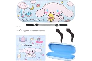 DIKLEY Lovely Cartoon Hard Shell Eyeglasses Cases Girl Protective Case Storage Box With Glasses Cloth Eyeglass Strap for Teen