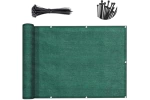 SUNNY GUARD 3'x16.5' Dark Green Balcony Privacy Screen Fence Apartments Railing Cover Heavy Duty Mesh Windscreen for Outdoor,Deck，Backyard,Patio