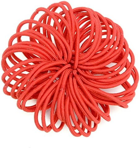 50 Quality Thick Endless Snag Free Hair Band Elastics Bobbles Bands Ponios (Red)
