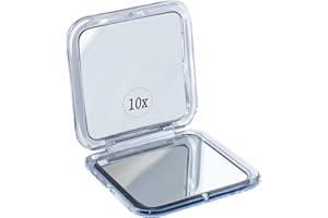 MIRRORVANA Miroir grossissant 10x pour Sac à Main, Petit Miroir Pliable de Poche idéal pour Voyage et Maquillage (argenté)