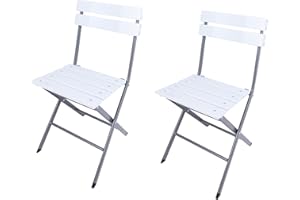 Rebecca Mobili Set 2 Chaises Pliantes d'Extérieur, Chaises Pliantes, Acier Plastique, Gris Clair Blanc, pour Bars Restaurants - Dimensions HxLxP : 78 x 37 x 45 cm - Art. RE6820