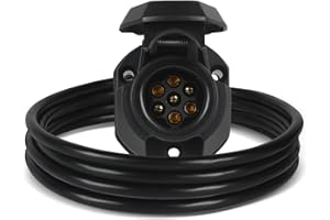 AOHEWEI Conectores de Remolque de Enchufe precableado de 7 Pines 7 vías con Adaptador eléctrico de Cable de 7 núcleos de 2M para camión RV Caravana u Otro vehículo Comercial