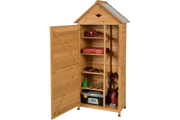 FANTASK 177 x 80 x 45 cm - Armoire de Jardin en Bois - Résistant aux intempéries - avec Toit à Deux versants