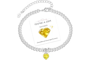 SENTERIA Birthstone Bracelet for Women – 925 Sterling Silver Heart Bracelet, Adjustable Jewelry Gift with Card – Perfect Birthday Gift for Mom, Daughter, Sister, Grandma, Friends