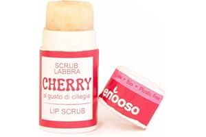 ENOOSO Lip Scrub Labbra Cherry - Balsamo Esfoliante Idratante 10 ml alla Ciliegia - Vitamina E per pelli Secche e Screpolate - Lip balm Bio Riparatore e Biologico - Naturale Plastic Free Vegano