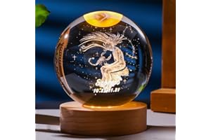 Besot Laser Gravierte Sternzeichen Kristallkugel Miniatur 3D Kristall Handwerk Dekoration Glas Kugel Dekoration Zubehör Geschenk (Scorpio, 3.15 Inches)