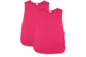 JONATHAN UNIFORM Set da 2 Pezzi Unisex Grembiule da Lavoro 2-3 Tasche Grembiule Maestra Asilo Cucina Estetista, Casacca Sanitaria Senza Maniche per Farmacia