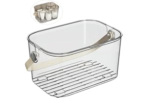 Balakaka Cesta Portátil para Carrito De Ducha 8 L, Canasto Organizador de Baño con Tapa Transparente y Orificio de Drenaje, Estantes para Ducha para Artículos de Ducha y Cosmétic
