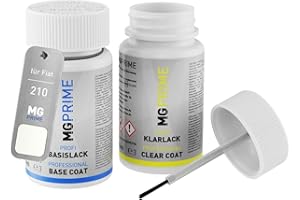 MG PRIME Peinture Voiture kit de stylo retouche pour Fiat 210 Bianco/Schneeweiss de base de vernis de 50ml par flacon