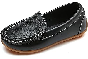 Vorgelen Boy's Girl's Leather Loafers Soft Oxford Shoes Slip-on Moccasins Kids Cute School Dress Shoes Toddler Anti-Slip Flat Boat Shoes