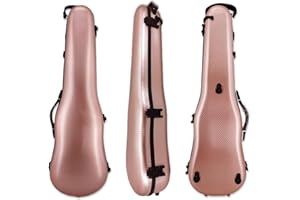 yinfente Étui triangulaire pour violon 4/4 en fibre de carbone 1,95 kg, pression de 150 kg, avec sangle arrière réglable, deux supports pour archet (or rose)