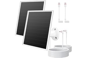 GENERIC 6W Solar Panel for Ring Camera, 2 Pcs Fast Charging Solar Charger for Ring Stick Up Cam/Pro Battery, Adjustable Camera Solar Panel with USB-C and Barrel Plug, IP65 Waterproof, 13ft Cable, White