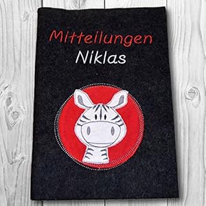 A5 Hefthülle in versch. Farben - Text wählbar - Motiv: Zebra