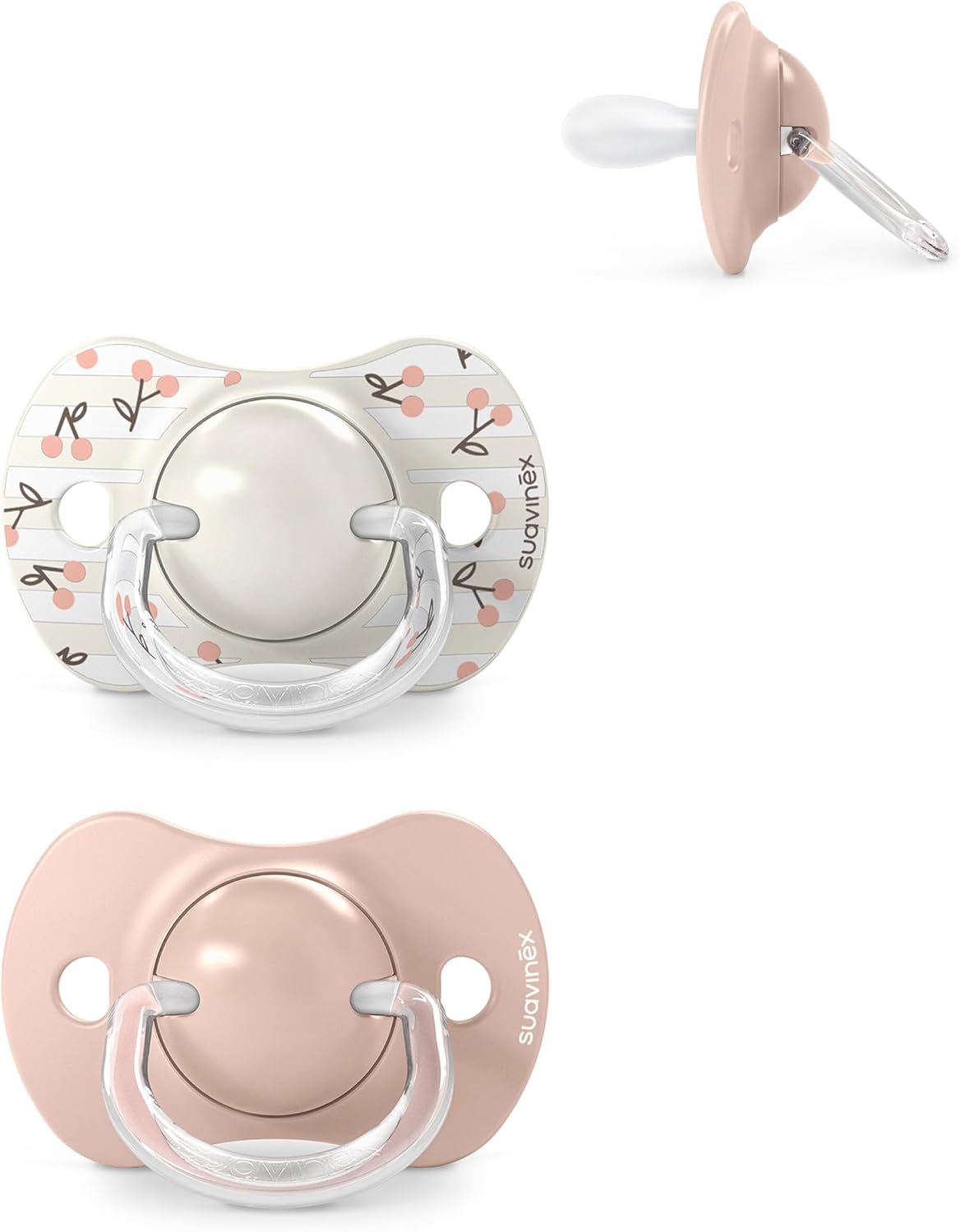 Suavinex, Pack de 2 Chupetes para Bebés 0/6 Meses y Recién Nacidos, con Tetina Fisiológica de Silicona SX Pro Simétrica, Plana y Flexible, Respeta el Desarrollo Bucodental, Birdies Rosa