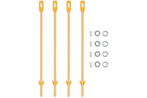 ANDCHI 4glt. Sign Posts Metal Stakes Ground Pike Sign Stand 43 cm Metal Sign Holder Tent Peg Outdoor Stand (Yellow X4)