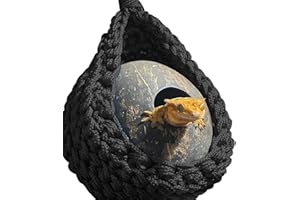 HyzaPhix Hamac pour Reptiles avec Dragon Barbu, Bearded Dragon Hammock Terrarium Accessoires pour Caméléon, Lézard, Gecko, Serpents, Reptiles (Noire)