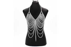 SMTCM Chaîne de corps pour femme - Chaîne de soutien-gorge à couches sexy - Chaîne de poitrine en métal - Chaîne de poitrine - Chaîne en métal - Chaîne de bikini - Collier de corps - Bijou de corps