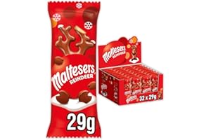 Maltesers Chocolate Reindeers Bulk Box, Milk Chocolate, Honeycomb & Malt filling, 32 x 29g, Ideal for Christmas Stocking Fillers, Gift, or Snacks