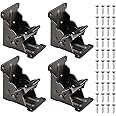 MAKINGTEC 4 Pieces Table Leg Folding Bracket, Lock Extension Bracket for Table Bed Leg Bronze Steel Folding Hinges, 90 Degree Folding Support Bracket with Screws (Black)