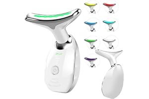 MAYEEC Massaggiatore Elettrico per il Viso, Dispositivo Anti-Rughe a 7 Colori con 3 Modalità di Massaggio, Massaggiatore Viso e Collo con Vibrazione per Tonicità e Morbidezza della Pelle