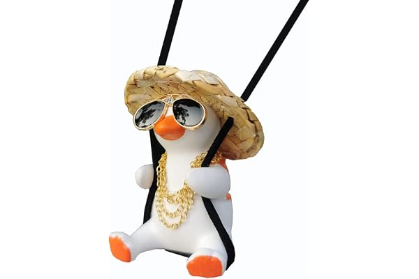 Decoration Voiture Canard Oscillant Deco Voiture Interieur Ornement Suspendu de Retroviseur Interieur Voiture Mignon Accessoire Voiture Interieur Convient à Tous Les Modèle