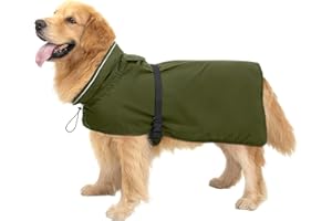 Chubasquero para Perro Zellar, Impermeable y Ajustable, Ligero con Franja Reflectante y Abertura para Correa, Cierre Fácil de Poner, Chubasquero Transpirable para Perros Medianos y Grandes (XL, Verde)