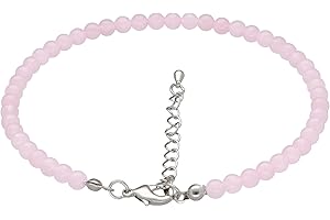 Lebensquelle Plus Fußkette aus echtem Edelstein | 4 mm Ø Perlen | Länge: 25 cm + 5 cm verstellbar | Edelsteinschmuck Naturstein Fußkettchen