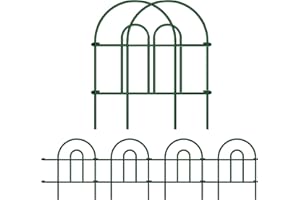 Amagabeli Garden Home Gartenzaun Metall 46CM X 1505CM 35 Stück Dekorative Gartenzaun Teichzaun Zaunelementen Gartenzäune Dekorative Zaun Klein Metall Grün DA1492