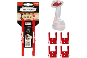 StealthMounts Organiseurs d'outils pour Milwaukee M18 | Support de rangement sans fil pour outils Milwaukee 18V | Lot de 4 | Organisateurs d'outils rouges pour Milwaukee