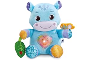 VTech - Théo, Mon Hippo Câlin, Peluche Bébé Hippopotame Interactive et Lumineuse, Jouet d'Éveil Sensoriel Fabriqué avec des Matériaux Plus Durables, Cadeau Naissance Dès 3 Mois - Contenu en Français