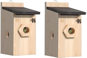 BROOBIRDER 2er Vogelhaus Bausatz Set, Nistkästen für Vögel für Draußen Wetterfest, Vogelhaus zum Aufhängen, Nesträubersicherer, Vogelhäuschen Selber Bauen für Meise, Spatzen und Wellensittich