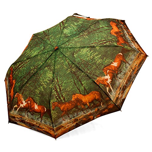 Preisvergleich Produktbild Regenschirm Automatik Taschenschirm Motiv Pferde Rosemarie Schulz Heidelberg